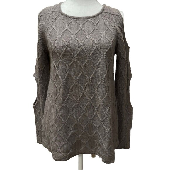 design history Sweaters - Design History Women’s 100% cashmere cable knit sweater Slit Sleeves Sz S Chunky